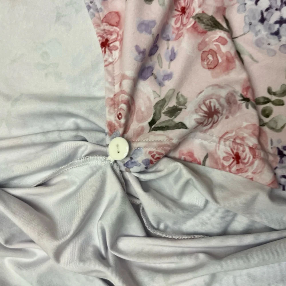 Caden Lane Henlee’s Hydrangea Print Maternity Hospital Robe One Size Floral Chic - Picture 8 of 14